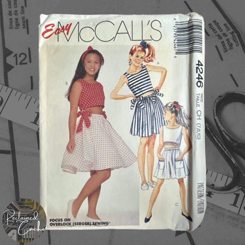 McCall's 4246 Girls Two Piece Dress (Top, Skirt, Culottes) Pattern - Size 7-8-10